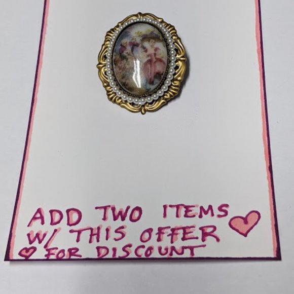 Vintage Look French Can Can Dancer Cameo Brooch - Picture 5 of 5